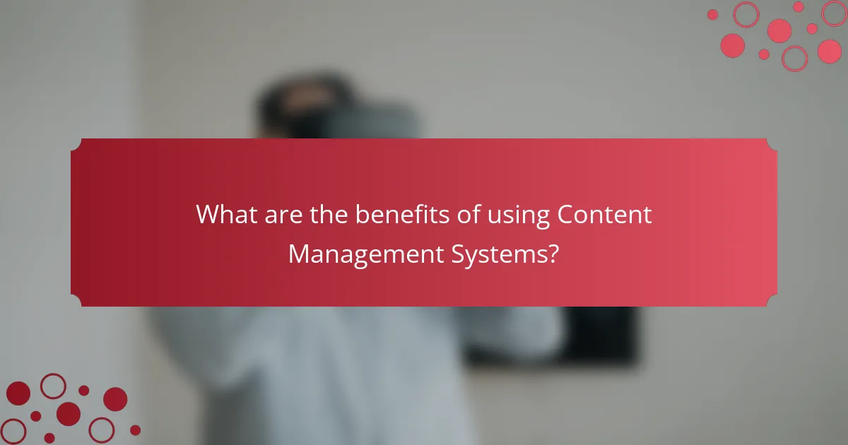 What are the benefits of using Content Management Systems?
