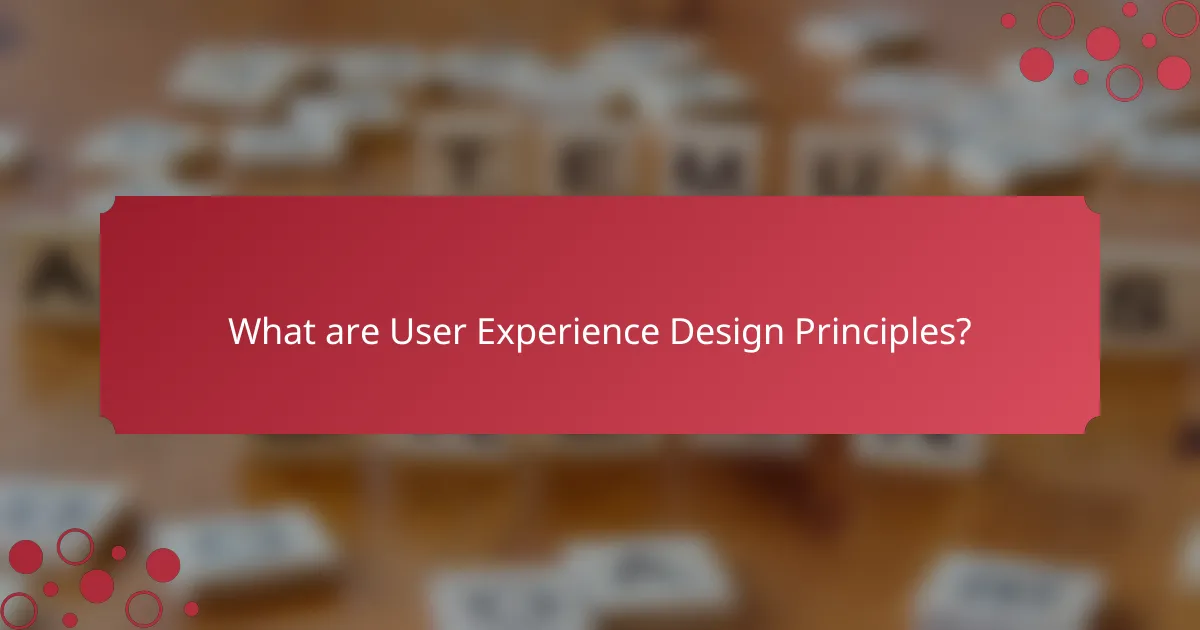 What are User Experience Design Principles?